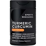 Sports Research® Turmeric Curcumin C3 Complex® w/BioPerine Black Pepper Extract & Organic Coconut Oil - Standardized 95% Curcuminoids · Non-GMO · Gluten Free - 60 Count Softgels