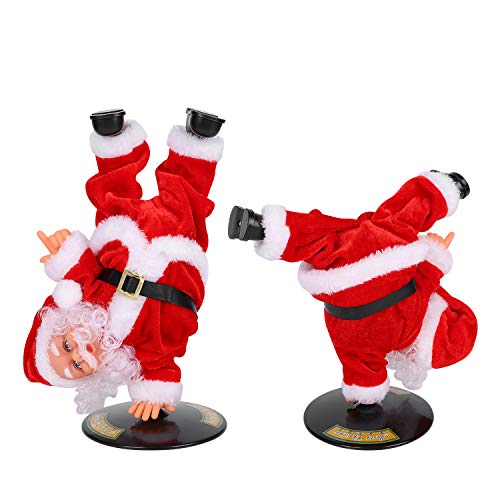 LONTG Father Christmas Figure Singing and Dancing Santa Claus Electric Musical Santa Claus Gift Rotating Handstand Desktop Ornaments Christmas Ornaments Fireplace Decoration