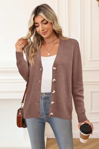 Image of Newshows Womens Fall Fashion 2024 Wool Blended Cardigan Sweater Button Down Long Sleeve Knit Outerwear Coats