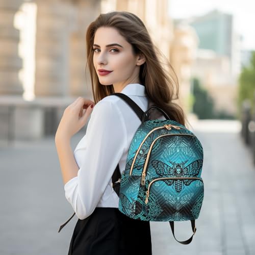 Image of Mini Backpack Gothic Moth Skull Mystical Circle Fashion Backpack Purse for Women,Handbag Shoulder Bag Casual Daypack, Ladies Gift for College Work (S)