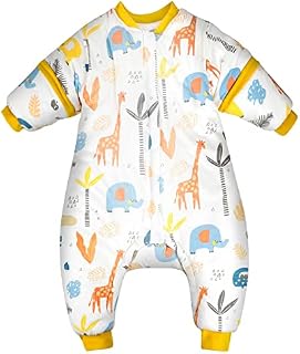 MOEMOE BABY Sleeping Bag with Legs Winter Toddler Sleep Bag with feet 3.5 TOG Thicken Sleep Sack with feet Cotton Wearable Blanket,Length 90cm / 2-4 years,Giraffes