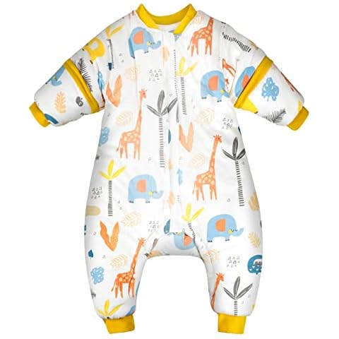 MOEMOE BABY Baby Sleep Sack with Legs Winter, Thicken Baby Sleeping Bag, Wearable Blanket Baby with Sleeves, Tog 2.5 Toddler Sleep Sack with Feet, 12M-7T, Giraffe, XL Cover