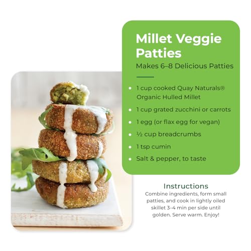 image for Quay Naturals Organic Hulled Millet, 2.5 lbs, USA Grown, Non-GMO, Glut