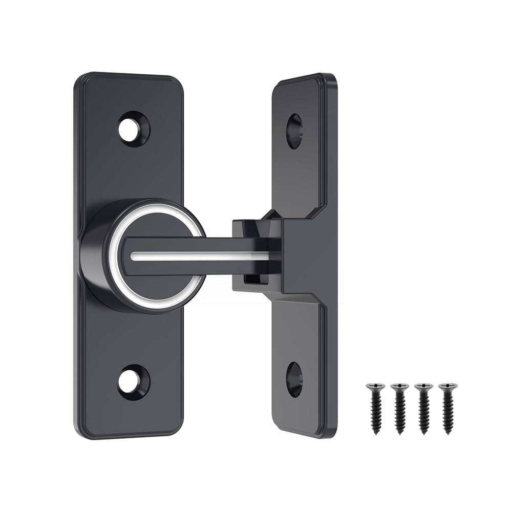 VOLO 90 Degree Sliding Door Lock - Heavy Duty Indicator Latch with Reflective Strip, Ideal for Garden, Bathroom, Outdoor, Garage, and Windows (Black)