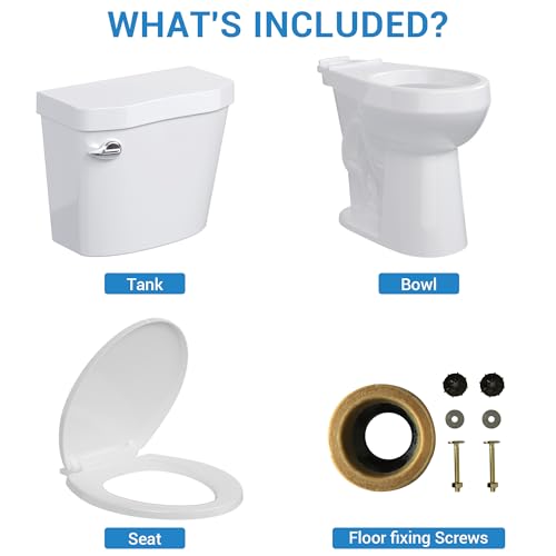 Two-Piece Toilet, 21" Height, Round Bowl for Bathrooms with Soft Close Seat, Extra Tall Height Toilet with 1.28 Siphonic Flush Cotton White