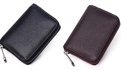 Image of VOGARD Unisex Genuine Leather Wallet with Zipper | RFID Blocking Card Holder Zipper Wallet (POP51-Multicolor)
