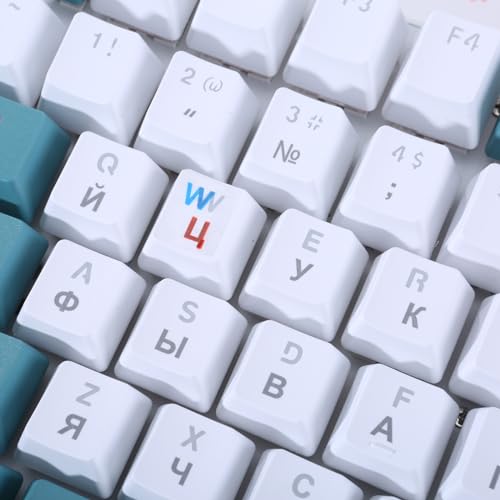 Pegatinas para Teclado Ucrania Negro con Letras Blancas PVC miniatura 3