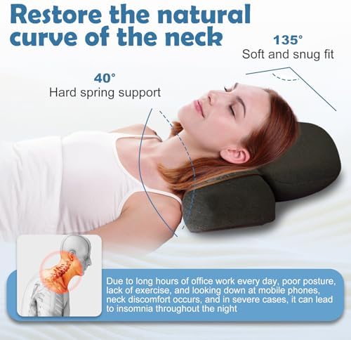 3-In-1 Neck Massager Pillow | Heat, Traction & Stretching Functions, Plug-in Neck Relaxation Massage Pillow for Pain Relief (Gray)