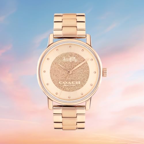 Image of Coach Grand Qtz Basic Rose Gold Round Dial Women's Watch|Ionic Plated Rose Gold Steel Material|Rose Gold Color Band - 14503941