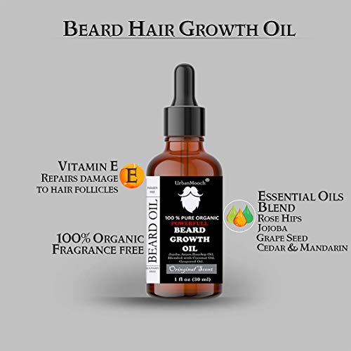 Image of UrbanMooch 5 in 1 Beard Grooming Kit for Men | Face & Beard Wash with Growth Oil, Wax, Brush & Comb | Best Gift for Man | Complete Care solution in One Kit