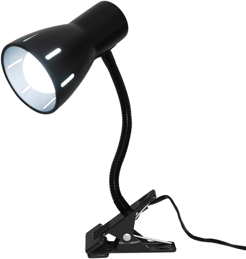 Dotoy LED クリップライト デスクライト スタンドライト ベッドサイド 卓上ライト 省エネ クローム E26 ブラック 電球なし