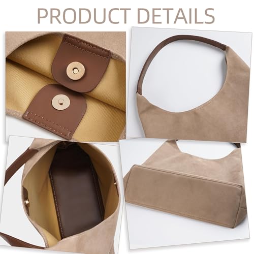 Image of Large Work Tote Bags for Women, Boho Slouchy Suede Purses Handbags