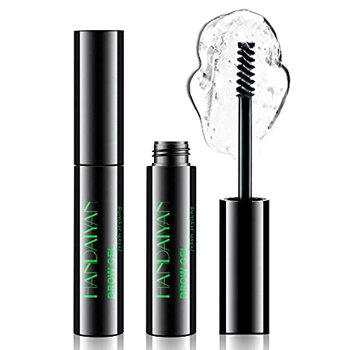 2PCS Eyebrow Setting Gel Clear Brow Gel Waterproof Sweatproof Transparent Eyebrow Gel Eyelash Brows Styling Small Broken Hair Finishing Cream With Mascara Brush For Makeup (Clear)