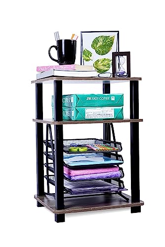 Image of Ash & Roh 3-Tier Turn-N-Tube End Table-MDF Engineered Wood Side Table- Nightstand with Storage Shelf for Living Room, Bedroom. (3-Tier End Table)