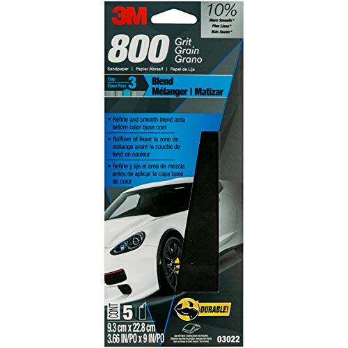 3M Wetordry Sandpaper 03022 800 Grit 3 2/3 in x 9 in 5 Sheets Per Pack