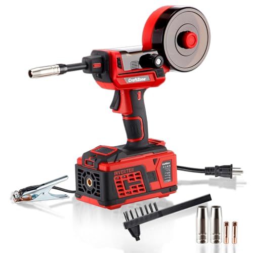 CraftZone Handheld MIG Welder | Easy Operation Flux Core Welder with Overheat & Voltage Protection Portable Gasless Handheld Gun | Lightweight 110V for Home DIY & Auto Repair