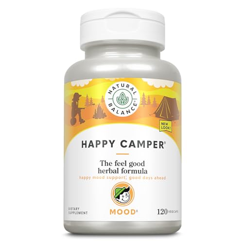 Natural Balance Happy Camper - Feel-Good Mood Support Supplement - Gotu Kola, Passion Flower, and Kava Kava Capsules - 60-Day Guarantee - 60 Servings, 120 VegCaps Natural Balance Happy Camper - Feel-Good Mood Support Supplement - Gotu Kola, Passion Flower, and Kava Kava Capsules - 60-Day Guarantee - 60 Servings, 120 VegCaps