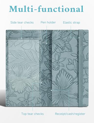 Image of Zreal Checkbook Cover for Men & Women Snakeskin Pattern, Light Blue, 7.0 x 3.5 x 0.35 inches, Minimalist