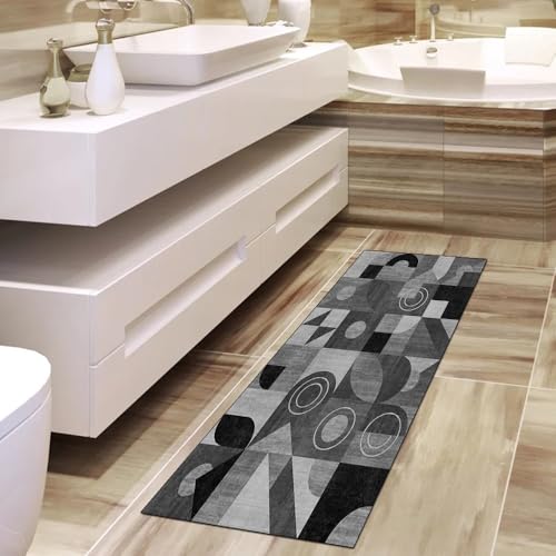 Corredor de pasillo patchwork negro de diseño textil elegante 4