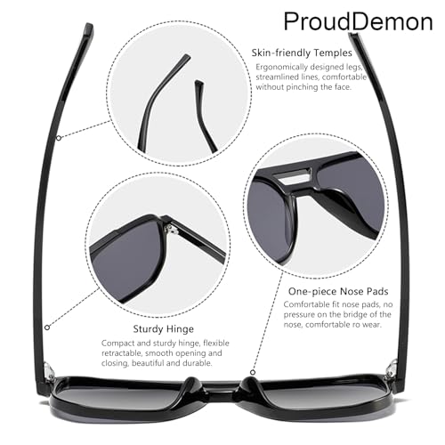 PROUDDEMON Retro oversized aviator Sunglasses Women Men, 70s 90s Square Vintage Stylish Frame Sunglasses3