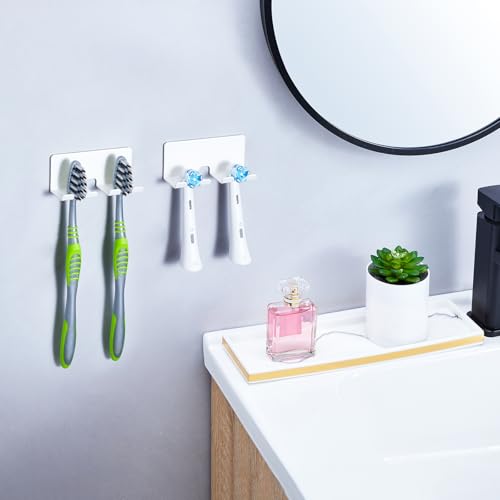 GGQ Zahnbürstenhalter Elektrische Zahnbürste - Zahnbürstenhalter Wand Ohne Bohren, Aufsteckbürsten Halter, Elektrische Zahnbürste Halterung, Selbstklebend Zahnbürstenkopf Halter (Weiß, Klein) 5