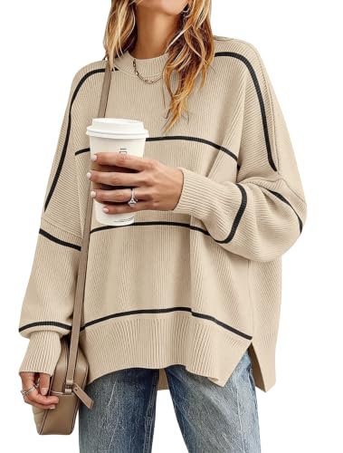 Image of Womens Oversized Sweaters Fall 2026 Fashion Clothes Colorblock Knit Tops