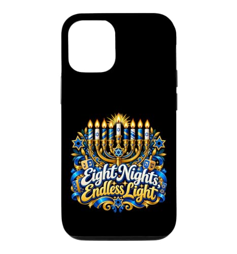 Eight Nights Endless Light Hanukkah ���_���l�{�}�̐C�� �X�}�z�P�[�X iPhone 12/12 Pro �p