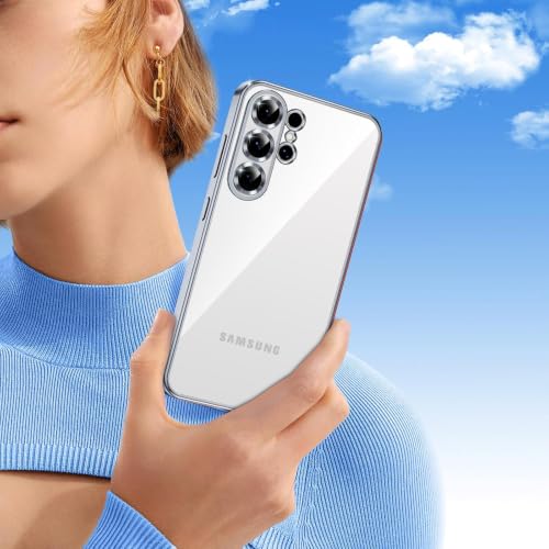 Image of VONZEE Clear Logo Electroplating Transparent Case for Samsung S26 Ultra 5G, Magnetic Plating Electroplate TPU Cover, Individual Camera Protection for Each Lens - Silver