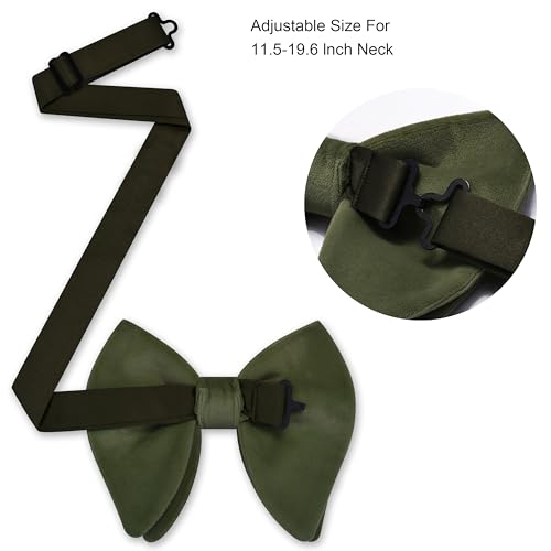 Image of GUSLESON Mens Solid Plaid Velvet Pre-tied Adjustable Bow Tie and Pocket Square Cufflink Set with Gift Box