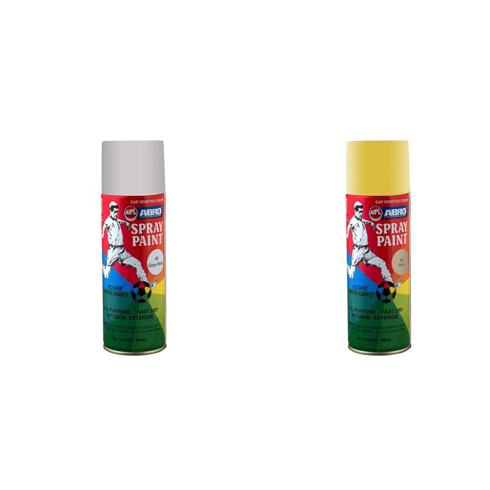 SP-40 Multipurpose Colour Spray Paint Can for Cars and Bikes (Glossy White, 400ml) SP-35 Multipurpose Colour Spray Paint Can for Cars and Bikes (Gold, 400ml)