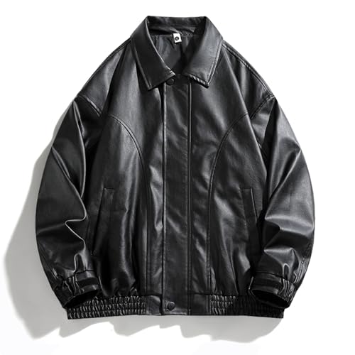 Uillui Men's Faux Leather Casual Jacket Vintage Bomber Jacket Flight Jackets Stylish Fashion Motorcycle Leather Jackets Coat4