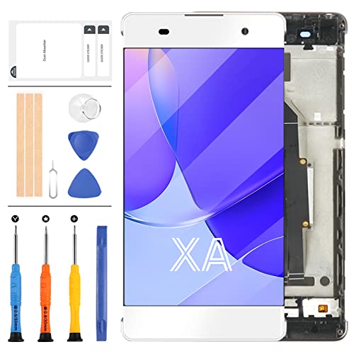 LADYSON Écran de rechange pour Sony Xperia XA F3113 F3111 F3115 LCD écran tactile numériseur complet en verre Kit de réparation avec cadre (blanc)