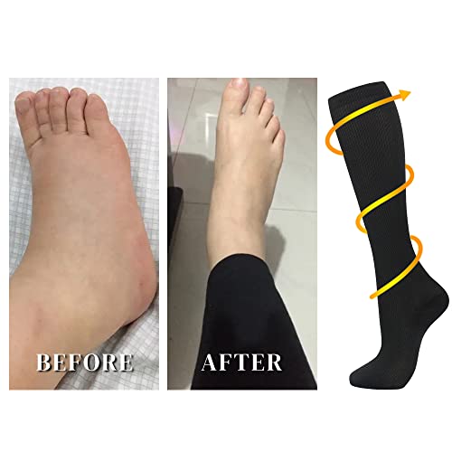 Losvcbcx Kompressionsstrümpfe,2/4/6/7 Paar Kompressionssocken für Damen und Herren mit 15–20 mmHg sind die besten Sport- und Medizinstrümpfe für Krankenschwestern auf Flugreisen