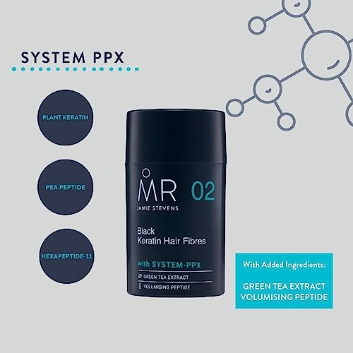 MR Hair Fibres Black, Natural Men's Hair Building Fibre with Keratin and System PPX + Green Tea Extract for Hair Growth, Conceals Thinning and Balding Hair, 15 ml - Image 2