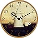 Price comparison product image techno line Coffee Pot Theme Quartz Wall Clock, Wood, Beige