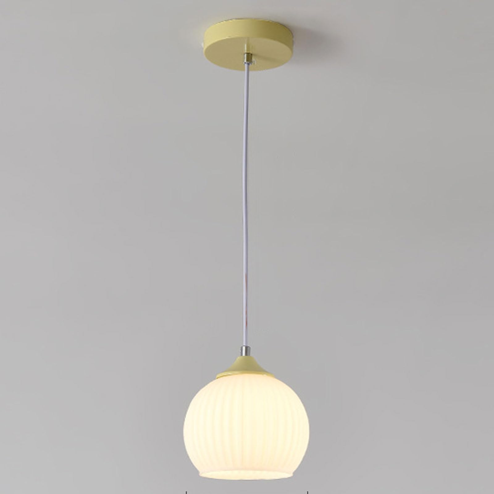 RSZCSMO Butter-Style Pumpkin Bedroom Pendant Light E26 Round Single-Head Glass Multi-Option Bedroom Hanging Lamp Children's Room, Bar Counter, Dining Table Lighting Fixture