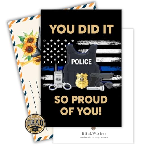 BlinkWishes Police Graduation Card, Congratulations Police Academy Graduation Card for New...