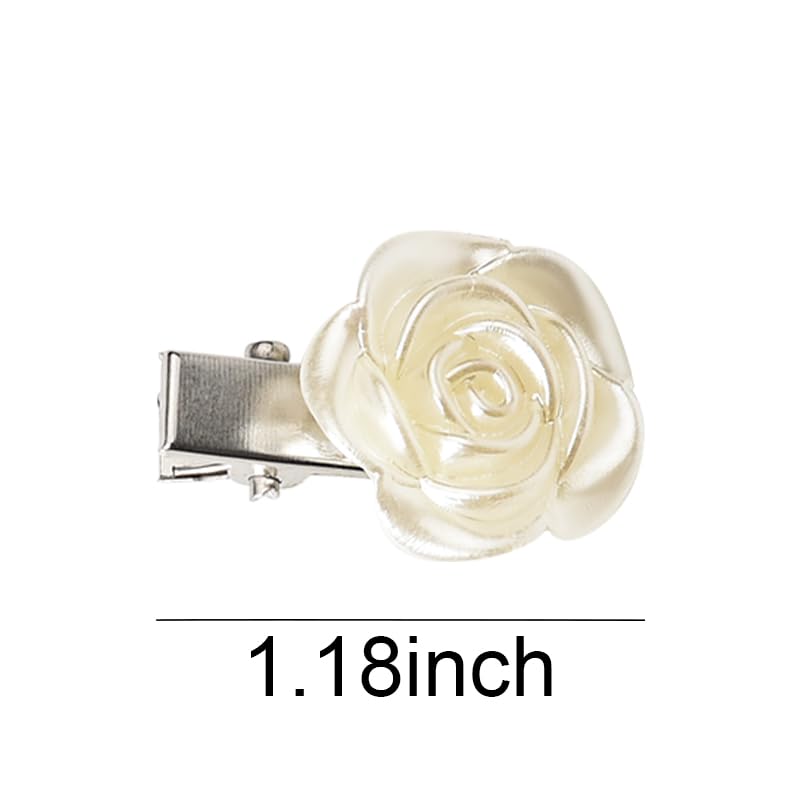 Miniatura 2 de Mini pinzas para el pelo de flores, pasadores de pelo de flores pequeñas para mujer, pinzas para el pelo de rosa blanca con pico de pato, accesorios