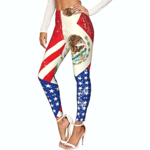 Leggings de compresión suaves que estilizan la figura con estampado de bandera mexicana para mujer