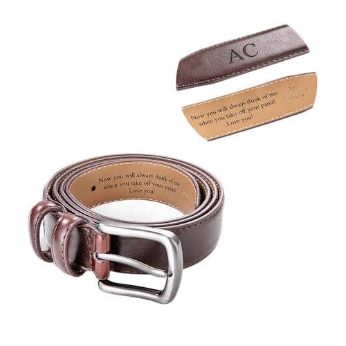 Genuine Leather Personalized Engraved Belts For Men Customize Front Back Engraving Belt For Husband Dad Father Boyfriends Gifts