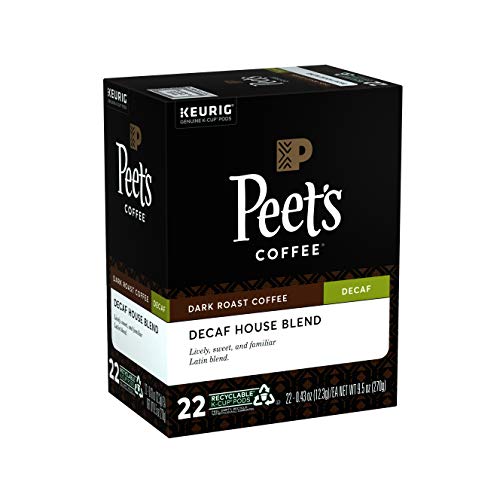 Peet’s Coffee Decaf House Blend K-Cup Coffee Pods For Keurig Brewers, Dark Roast, 22 Pods #TOP2