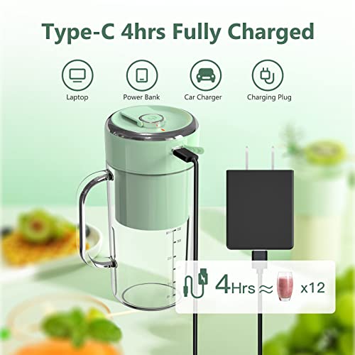 Pkbd Portable Blender, Juicer With 15-Second Ice-Crushing Power, 8 Blades, Blender For Shakes And Smoothies,12 Oz Easy-To-Clean Personal Blender With Charger, Straw, Cleaning Brush, Green #TOP4