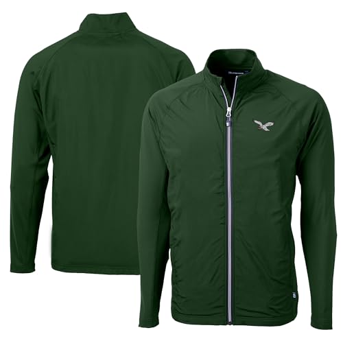 Cutter & Buck Men's Hunter Green Philadelphia Eagles Adapt Eco Knit Hybrid Recycled Full-Zip Jacket