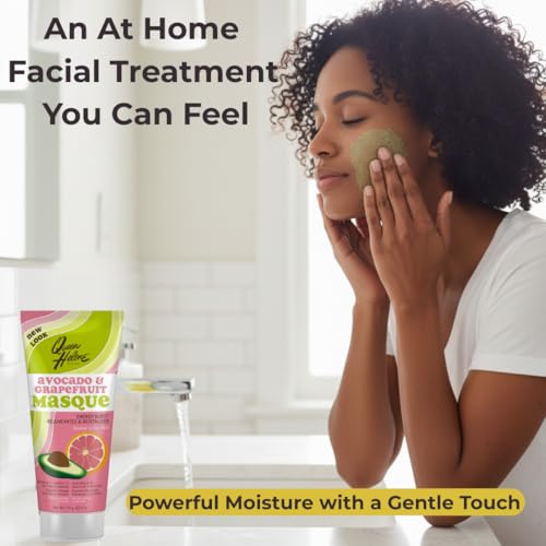 Queen Helene Facial Masque, Avocado & Grapefruit - Refreshing, Deep Cleansing Clay Mask for Firming, Tightening & Smoother Youthful-Looking Skin - 6 Oz