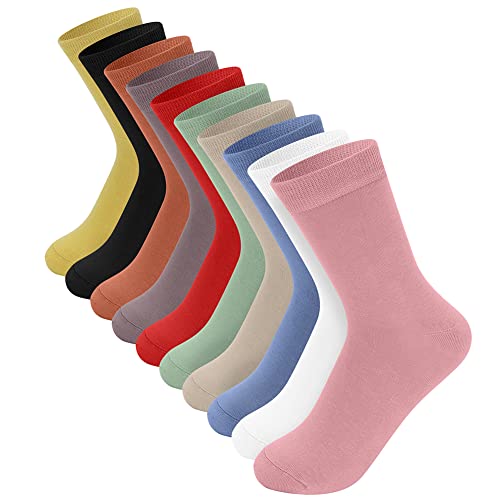 10 Pairs Womens Socks Cotton Crew Socks Colorful Boot Socks for Women Ladies Girls