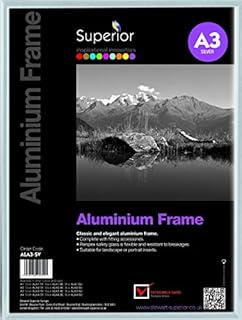 Stewart Superior A3 Brushed Aluminium Picture Frame with Perspex Safety Glass - Black