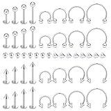 Tvalccoy Lip Rings Lip Piercing Jewelry for Women 16g Snake Bite Labret Jewelry 16 Gauge Lip Stud for Men Snakebite Hoop Lip Earrings Surgical Stainless Steel