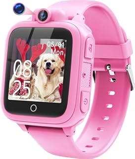 Awatty Kids Smart Watch for Boys Girls, Fashion Smartwatches for 5-12 Year Olds Children, Birthday Gift Toy for Kids, Digital Watch with 14 Puzzle Games and 90° Rotating Camera (Pink)