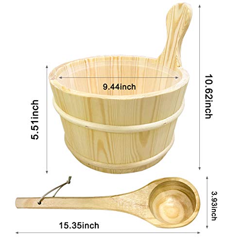 Unitrox Sauna Wooden Bucket And Ladle Kit,Uwecan Sauna Accessories With Liner For Sauna & Spa - Made Of Premium Finland Pinewood(Pinus Silvestris) - 6L #TOP2