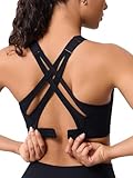 High Impact Sports Bra for Women – High Support Molded Cups, Adjustable Straps & Back Closure, Cross, Workout & Running Bra Black